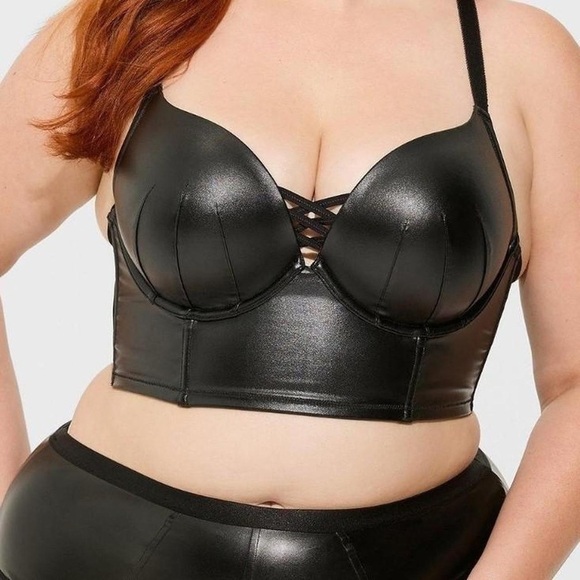 torrid Other - Torrid XO Plunge Push-Up Bra Black Lace-Up Women's Intimate Top Size 46B
